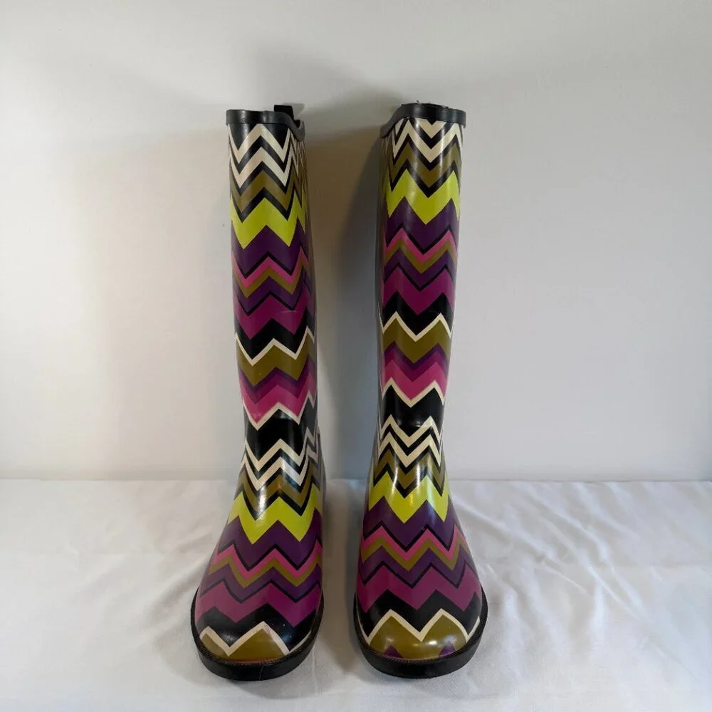 Girls MISSONI Chevron ZigZag Rubber Rain Boots Wellies Sz 3